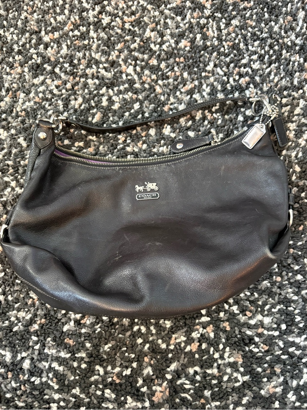 Coach Black Leather Shoulder Bag with Silver Hardware